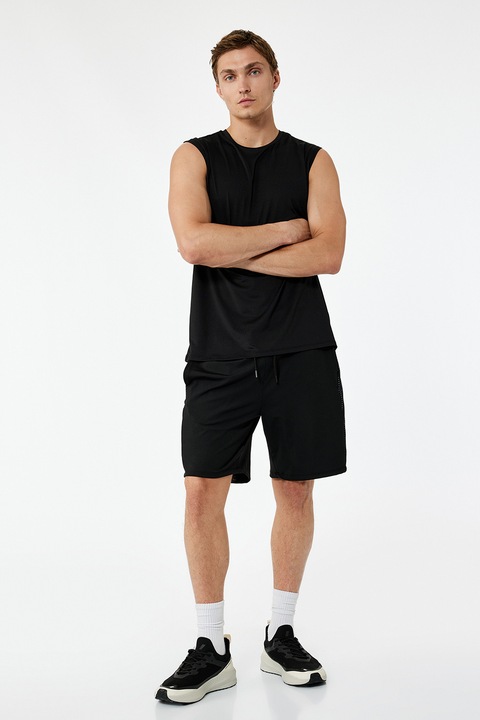 KOTON, Pantaloni scurti cu talie elastica, Negru