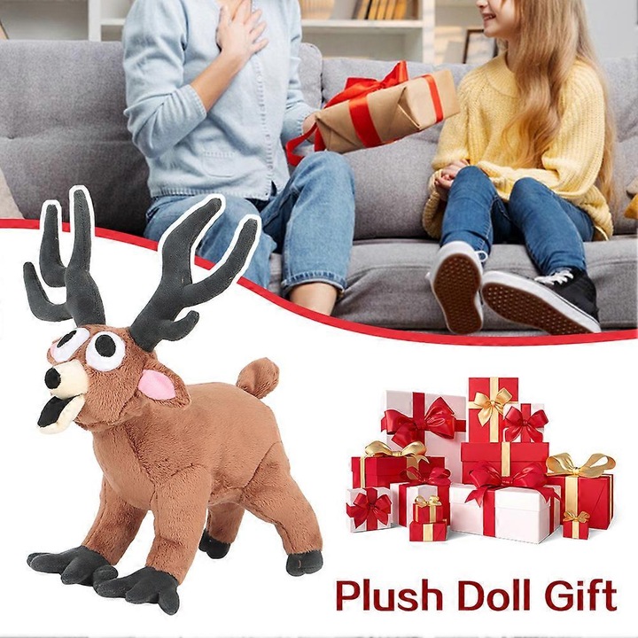 Jucarie de plus 99 Nights, cerb, culoare maro, 30x25cm, set de jucarii de plus