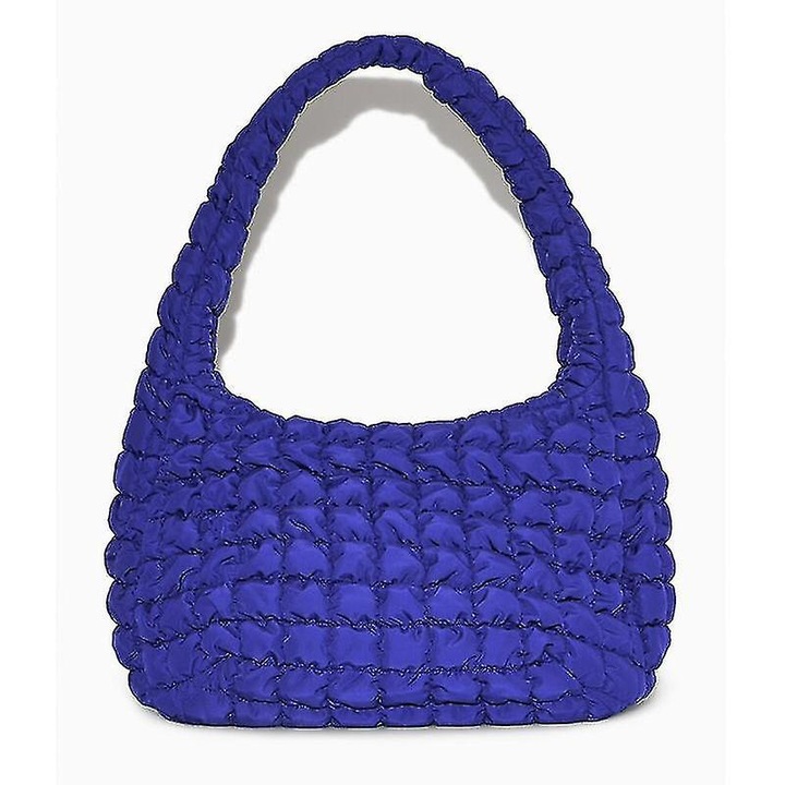 Nagy kapacitású, kék, őszi-téli női gombóc táska