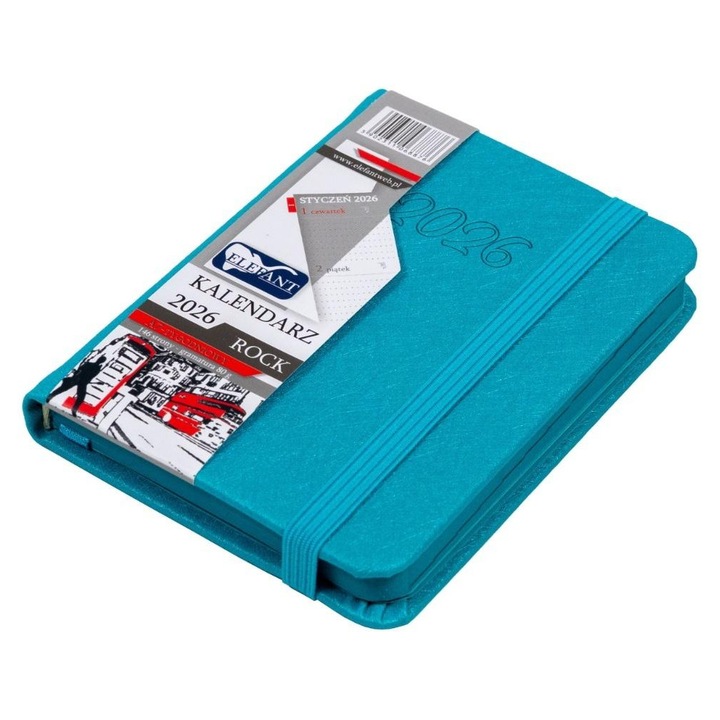 Agenda A7, ELEFANT, piele naturala, 146 pagini, turcoaz