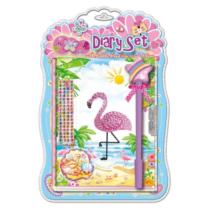 Jurnal cu zavor, Pecoware, set cu stilou decorativ, autocolant 3D, 6+