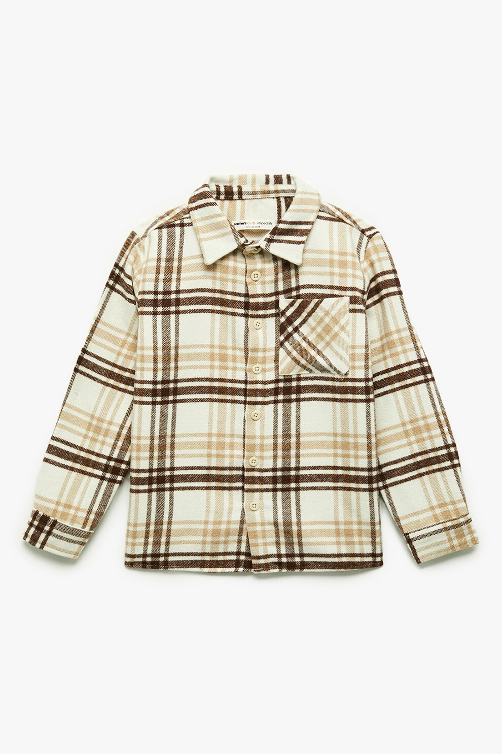 KOTON, Camasa regular-fit cu model in carouri, Maro, Bej deschis, 146-152 CM