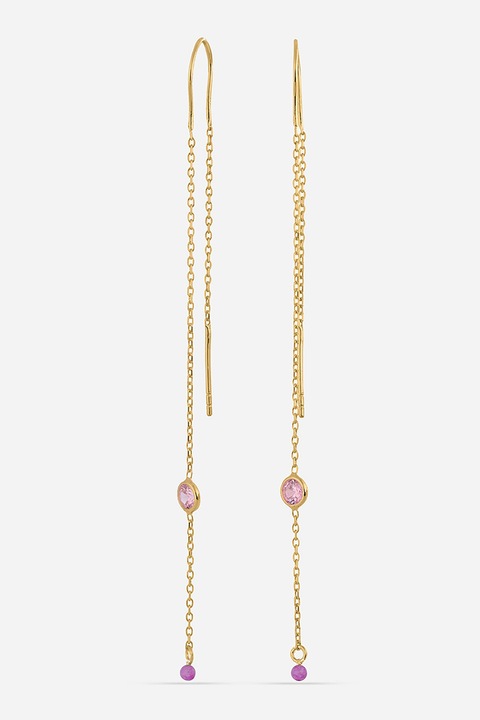 Mek's Jewels, Cercei drop din argint cu quartz, Auriu