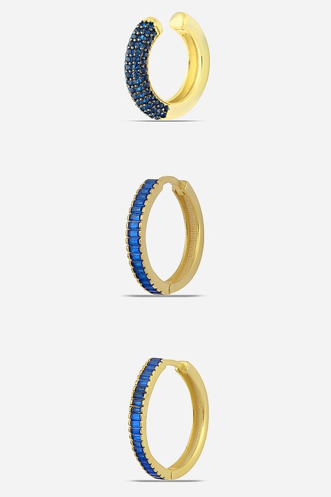 Mek's Jewels, Set de cercei rotunzi din argint - 3 piese, Auriu