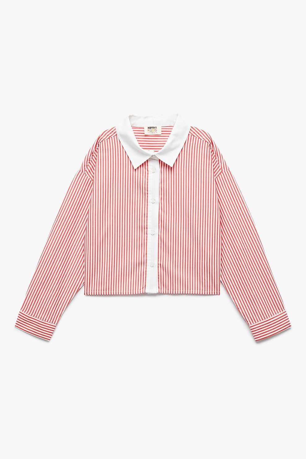 KOTON, Camasa din bumbac cu model in dungi, Rosu, Alb, 158-164 CM