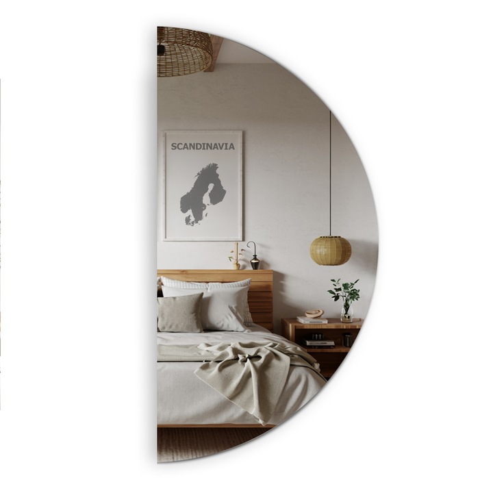 Oglinda Tulup semicirculara 50cm, 4mm grosime, montaj vertical sau orizontal