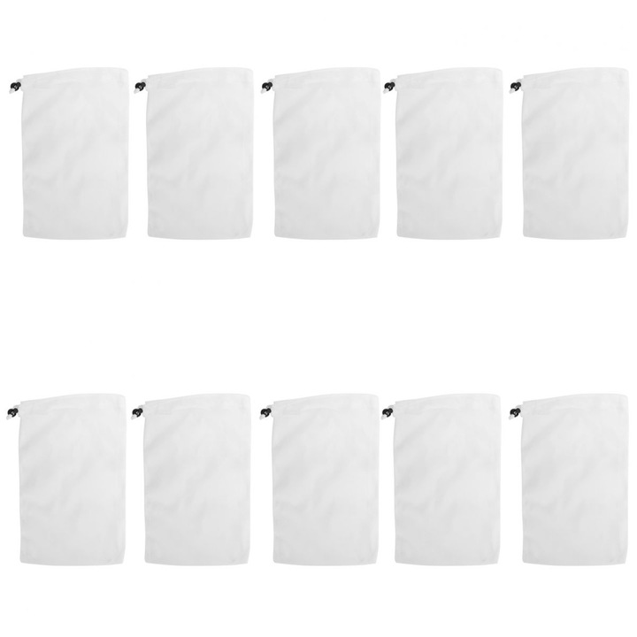 Комплект 10 торбички за почистване от фина мрежа, бели, за прахосмукачка за басейн