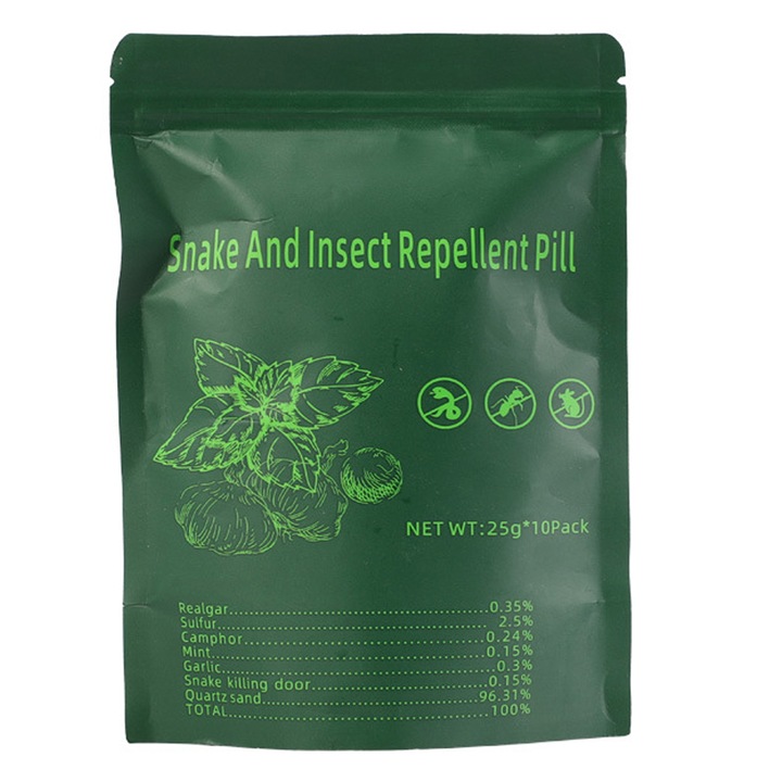 Топчета репелент против змии, 10 броя, безопасни за домашни любимци и деца, за външна употреба