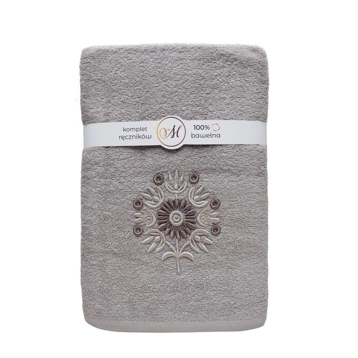 Set prosoape Faro Maribella, 3 piese, 70x140cm, 50x100cm, 30x50cm, gri deschis