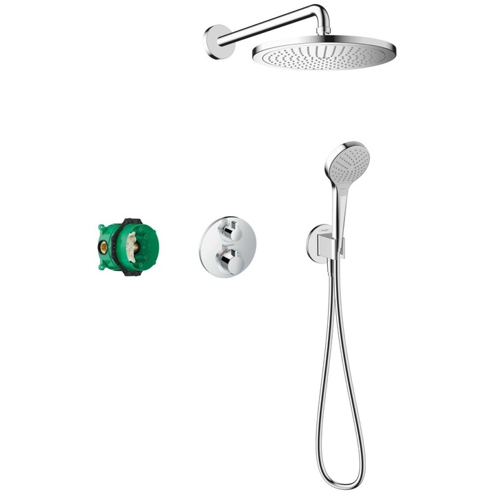 Sistem de dus incastrat termostatat Hansgrohe Croma 280 Ecostat S cu 2 consumatori, crom