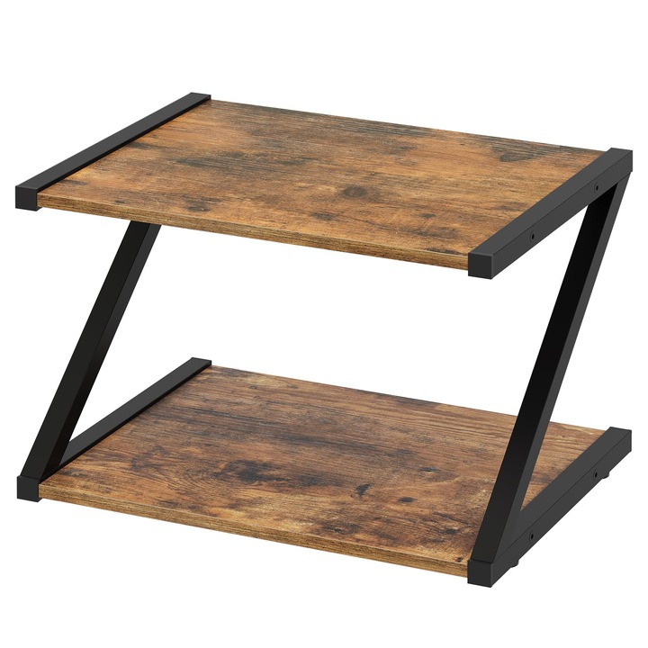 Piedestal imprimanta, LYCENXI®, 2 niveluri, design Z, maro, 44.5x29cm