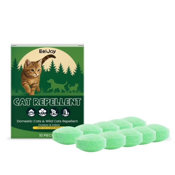 Repelent natural pentru pisici cu ulei de menta, pentru interior si exterior, set de 10 buc, protectie durabila, protejeaza gazonul/gradina/mobilul de distrugere, Formula sigura si netoxica