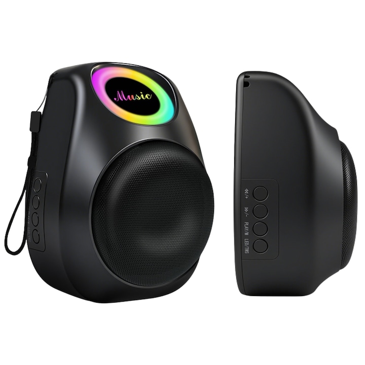 Boxa Portabila 30W TWS Wireless ESL by Essential Level®, Bluetooth 5.3, Efecte Lumini RGB, Super Bass HD, Raza de Actiune Bluetooth 30 m, Baterie 4000 mAh