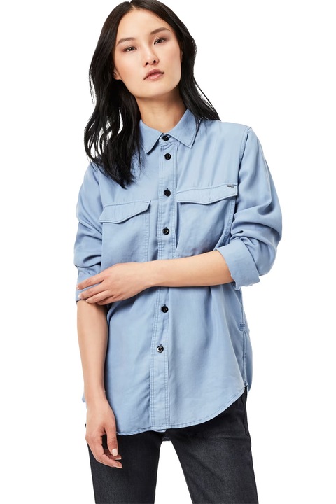 Cămașă de damă G-Star RAW Rovic Boyfriend Shirt 7254866 16113-44, Lightweight Peechee Twill Overdyed, Lyocell, M, Albastru