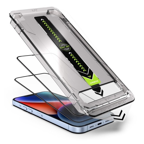 Pachet 2 x Folie Sticla Upzz® Titan Pentru iPhone 17 Pro, Aplicator Inclus, Montaj Rapid, Transparenta Cu Rama Neagra