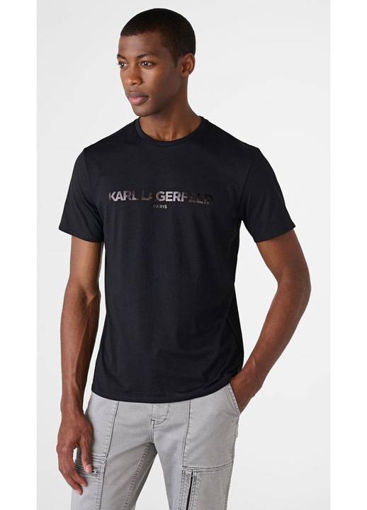 Тениска, Karl Lagerfeld, класическо лого, черна, Черен