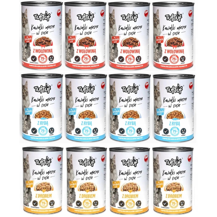 Nedves macskaeledel, Tuf Tuf, 12 db, 415g