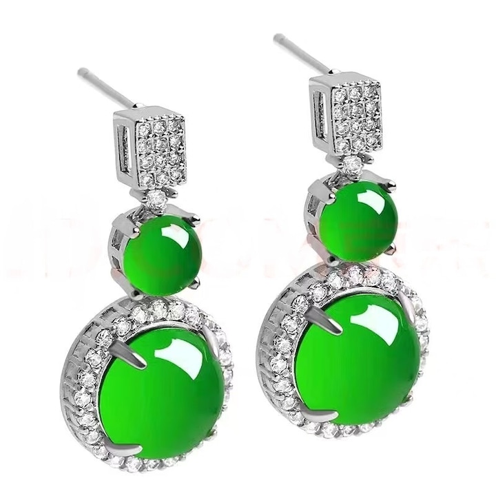 Cercei din agate naturale pentru femei, design elegant, usori, verde