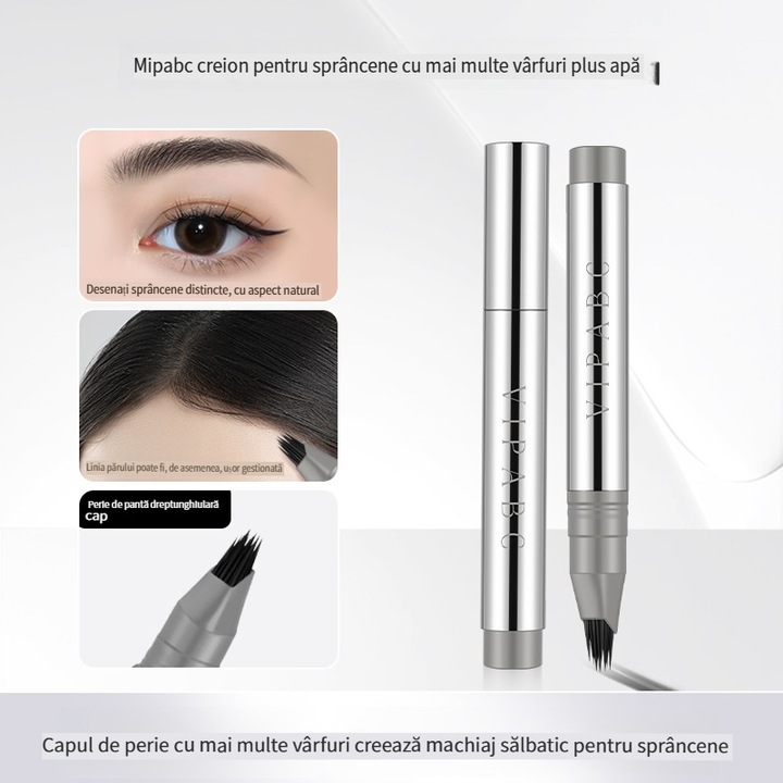 Creion negru pentru sprancene pentru linia parului, supranatural, Quick Stroke, Creion pentru sprancene cu apa, cap de perie cu mai multe furculite, 1,25 ml