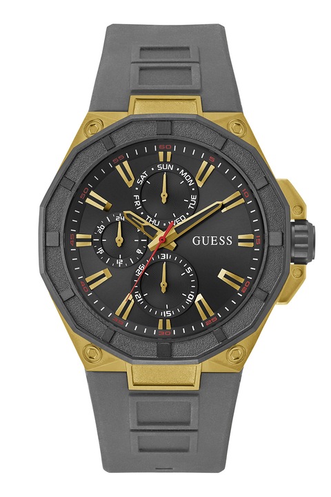 GUESS, Szilikonszíjas többfunkciós karóra, Sötétszürke