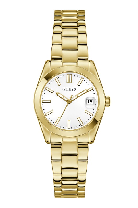 GUESS, Kerek karóra fémszíjjal, Aranyszín