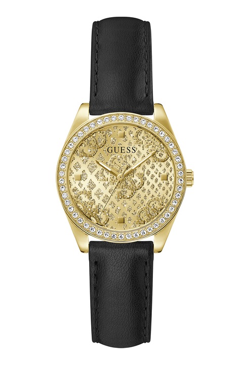 GUESS, Ceas analog cu o curea Boa, Auriu, Negru