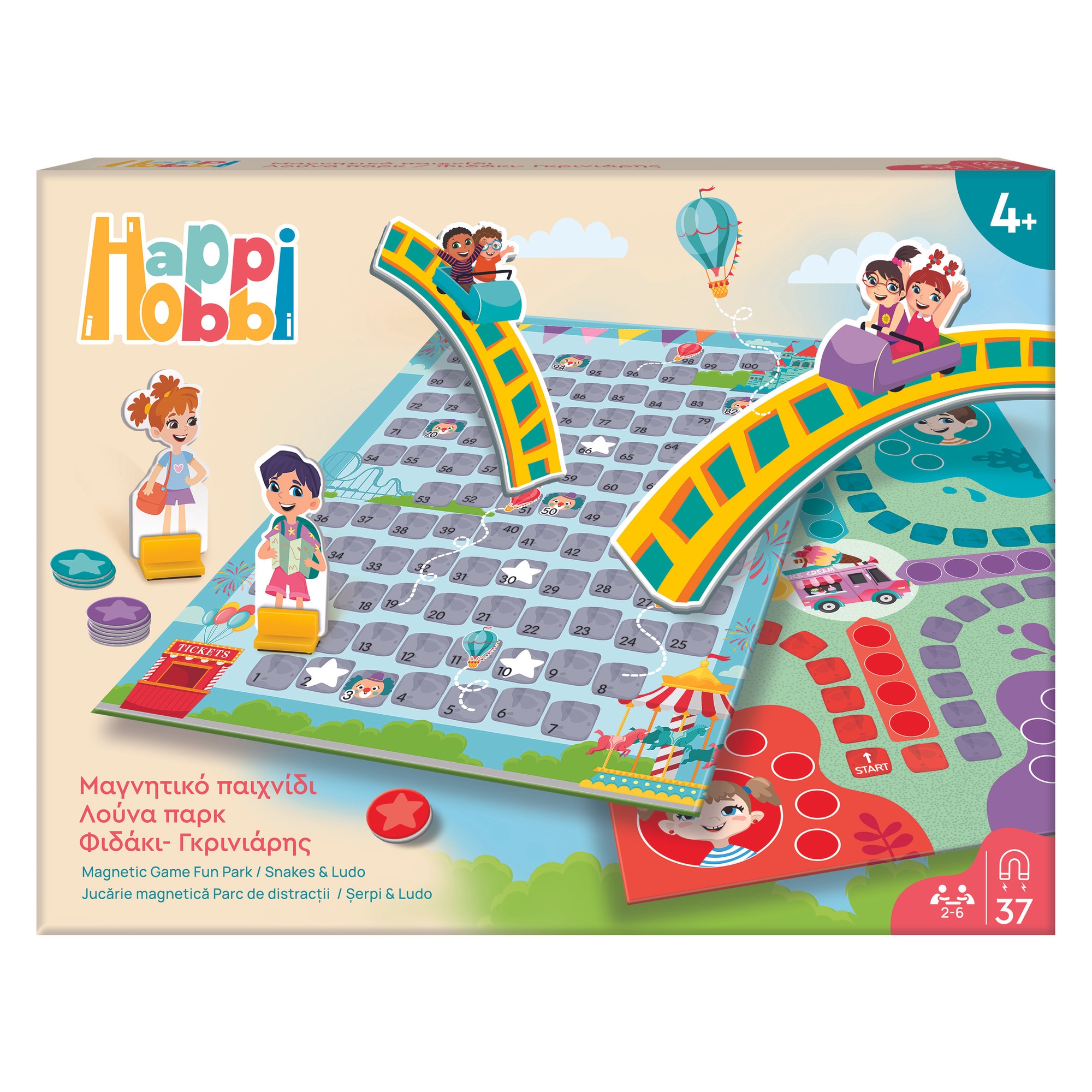 Joc magnetic 2 in 1 Happi Hobbi - Fun Park si Snakes & Ludo