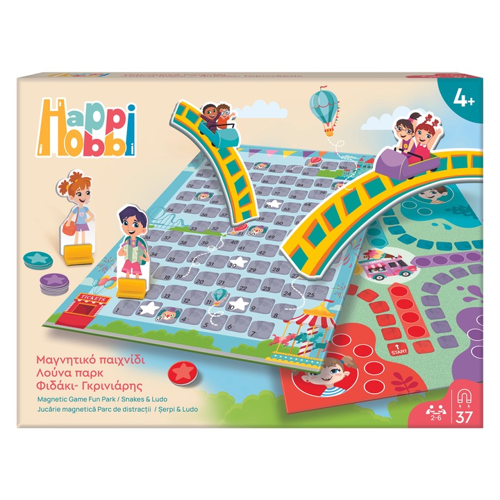 Happi Hobbi 2in1 mágneses játék, Fun Park és Kígyók és Létra