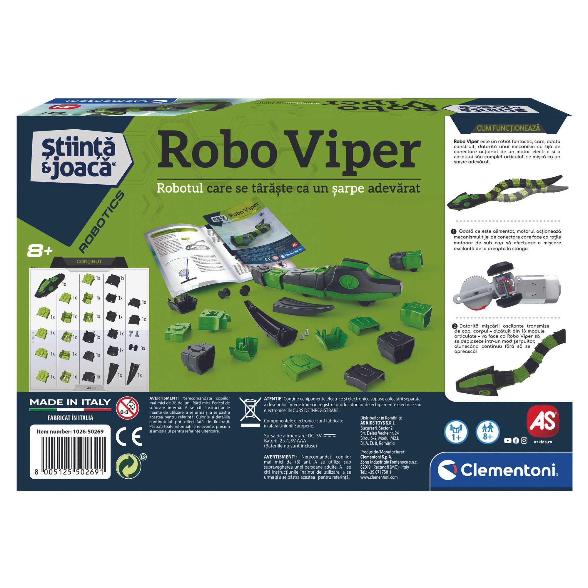 Joc Clementoni Stiinta si joaca - Robotica, Robo Viper - eMAG.ro