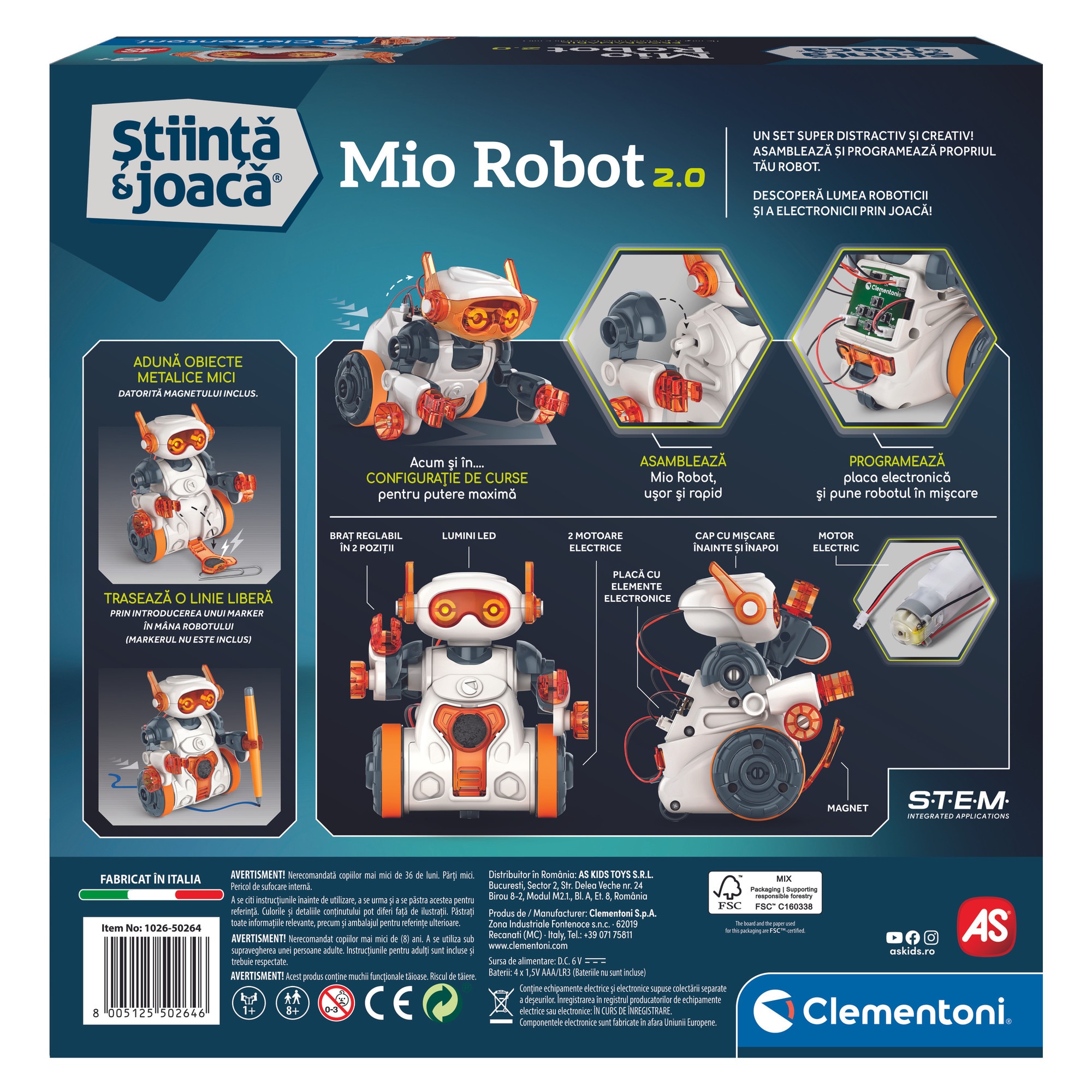 Joc Clementoni Stiinta si joaca STEM - Robotica, Mio Robot 2.0, lb