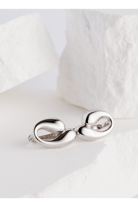 Cercei sculpturali din argint 925 placat cu rodiu Floating Drops