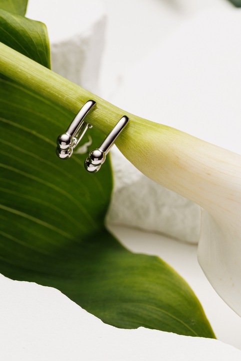 Cercei din argint 925 cu design arhitectural Minimal Link