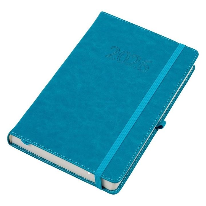 Agenda A5 2026, ELEFANT, format zilnic, 442 pagini, coperta tare, turcoaz