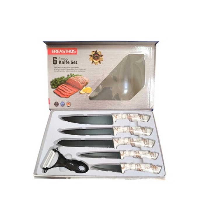 Set cutite 5 piese plus curatator legume, Clini 4X-0269