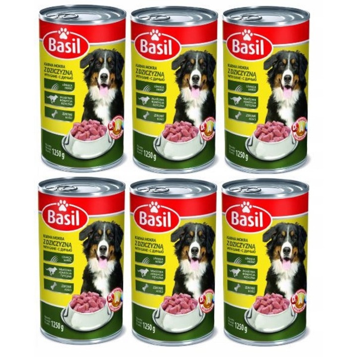 Basil nedves kutyaeledel készlet, 1250g, vadhússal, 6 darab