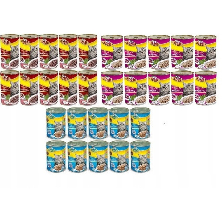 Basil nedves macskaeledel szett, 30x415g, lazaccal, marhával és csirkével