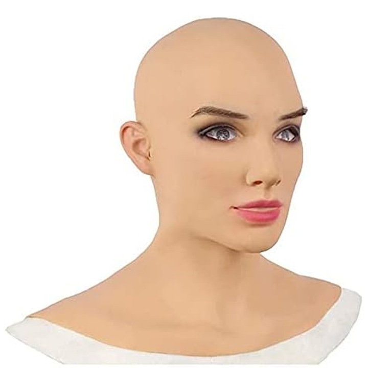 Masca de cap din latex, costum de Halloween, design realist, pentru cosplay, femei