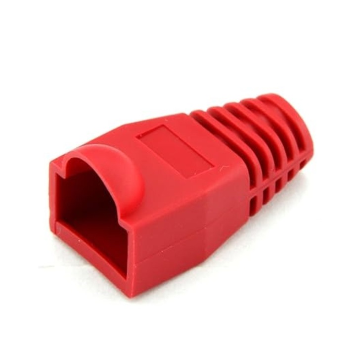 Set 10 bucati manson de protectie pentru mufe internet, RJ 45, rosu, Dactylion®