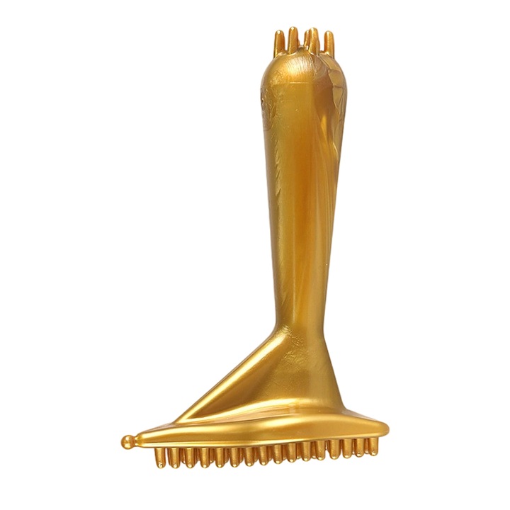 Масажна четка, от PVC, 15x9.8 см, златист