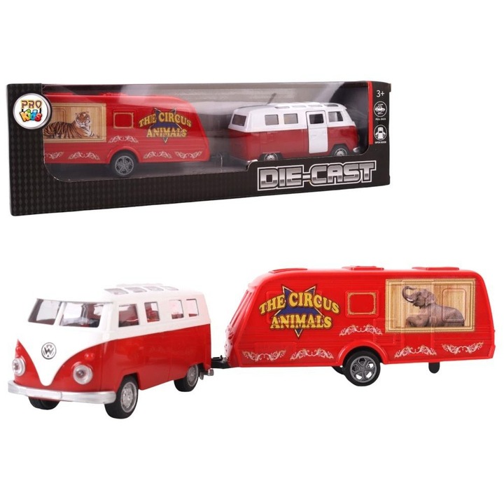 Set masinuta si rulota, Pro Kids, metal, rosu/alb