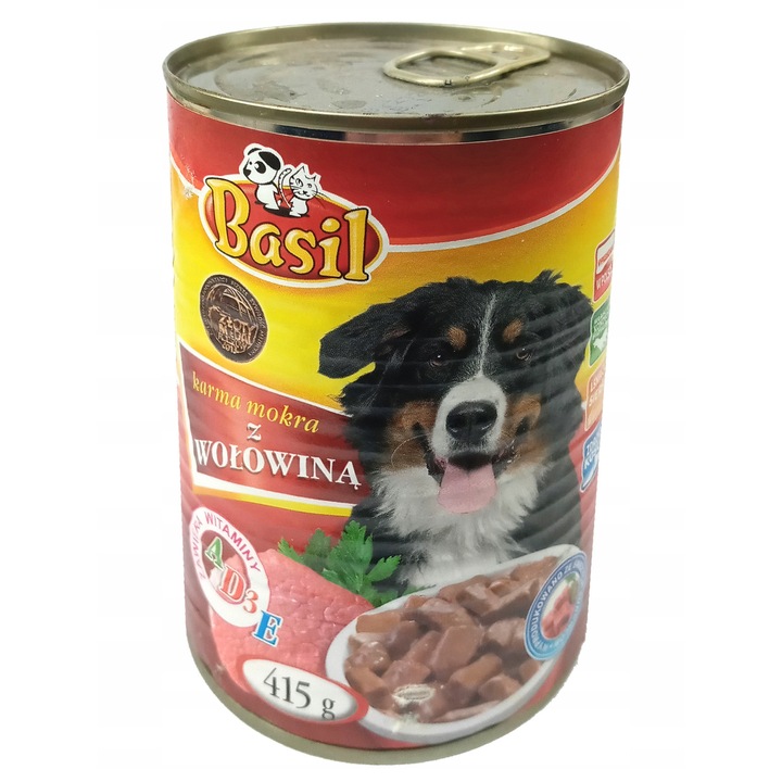 Nedves kutyaeledel, Basil, 30x415 g, marhával, 7% fehérje, 4% zsír