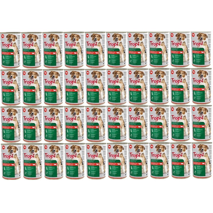 TROPI, nedves kutyaeledel készlet, marhával szószban, 40 x 415 g