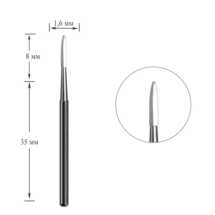 Freză de manichiură NAILS OF THE DAY, argintie, 1.6x8mm, set 1 bucată