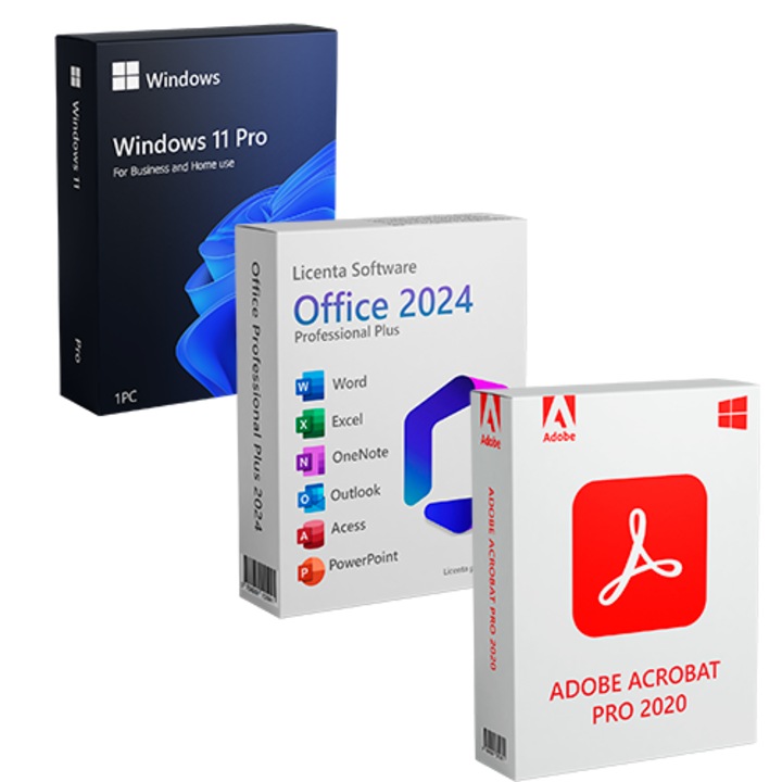 Licenta Windows 11 Pro, Office 2024 Professional si Adobe Acrobat