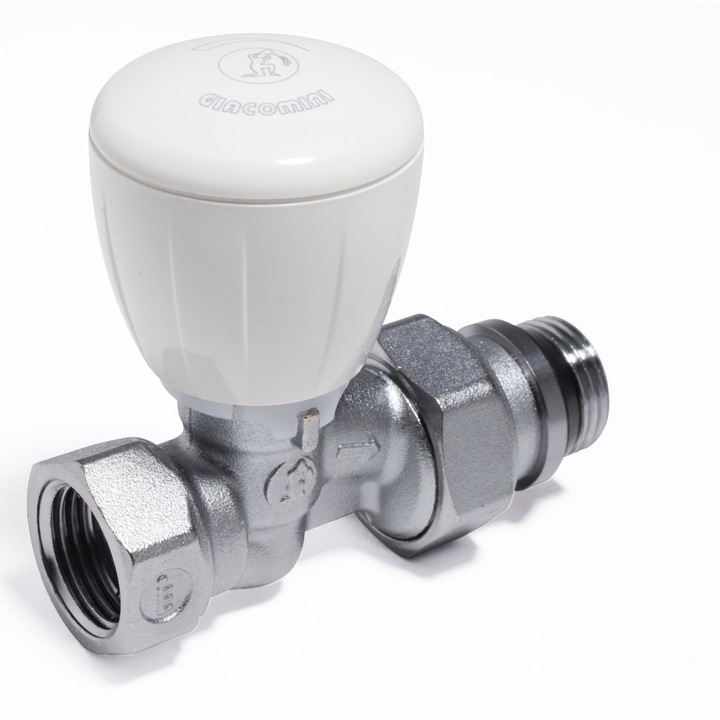 Robinet termostatic drept Giacomini R422X035, 1” x 1”, cu reglaj micrometric, alama cromata