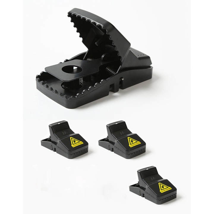 Set 4 capcane soareci reutilizabile, inox, sigure, usor de curatat, interior-exterior