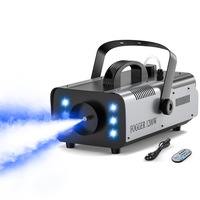 U`King Masina de fum RGB de 1200 W, dotata cu sase lumini LED care schimba culoarea, completa cu telecomanda si rezervor de apa de 1 litru. Ideala pentru nunti, petreceri, teatre si discoteci