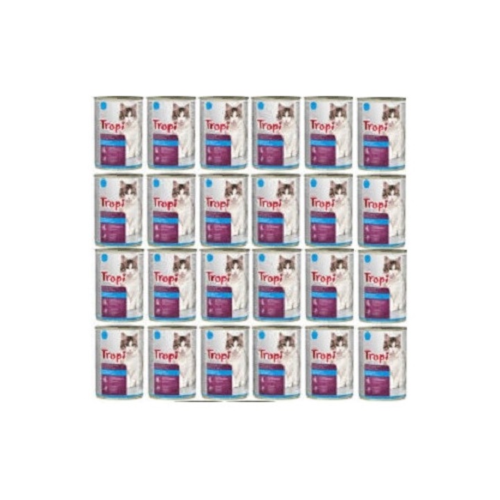 Мокра храна за котки Тропи, с риба, 24x415гр, без консерванти