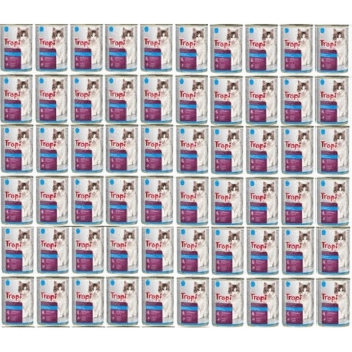 Hrana umeda pentru pisici Tropi, cu peste in sos, 415g x 60 bucati