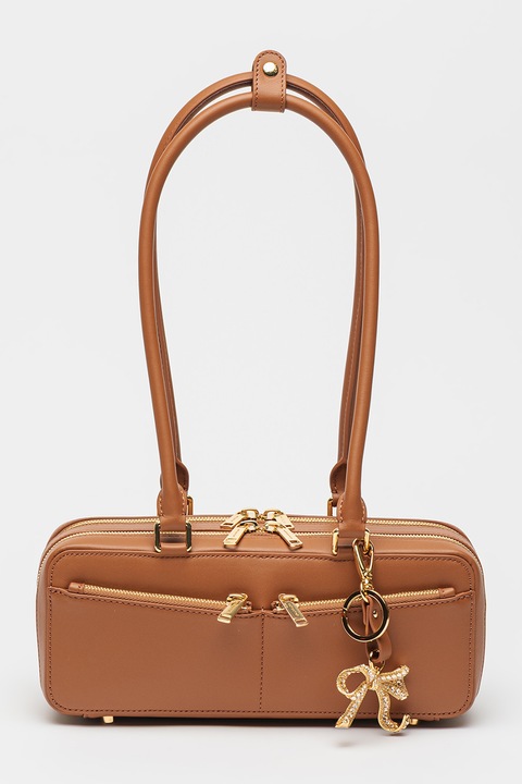 SELF-PORTRAIT, Geanta boxy din piele cu breloc detasabil, Maro, 10 x 28 x 12 cm